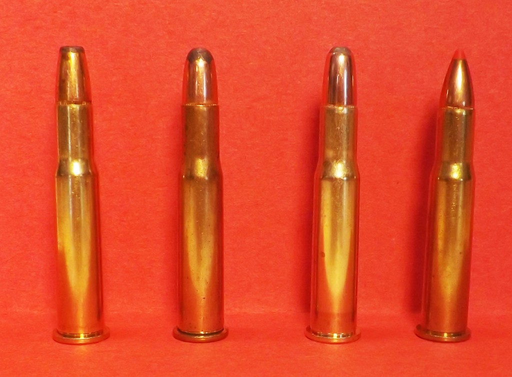 Four deer cartridges loads, L to R: Federal 150, Remington 150, American Whitetail 150, and LEVERevolution 160