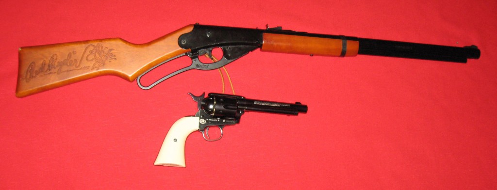 Daisy Red Ryder Carbine Above Umarex Colt .45 SAA