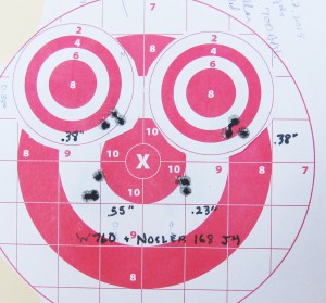 Four groups using Nosler 168-gr match bullets