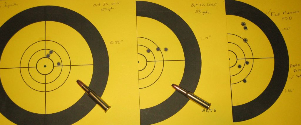 Four, 3-shot groups. Various factory ammo.