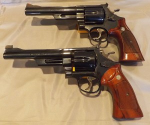 Smith and Wessons:  Foreground, Model 27;  Background, Model 29